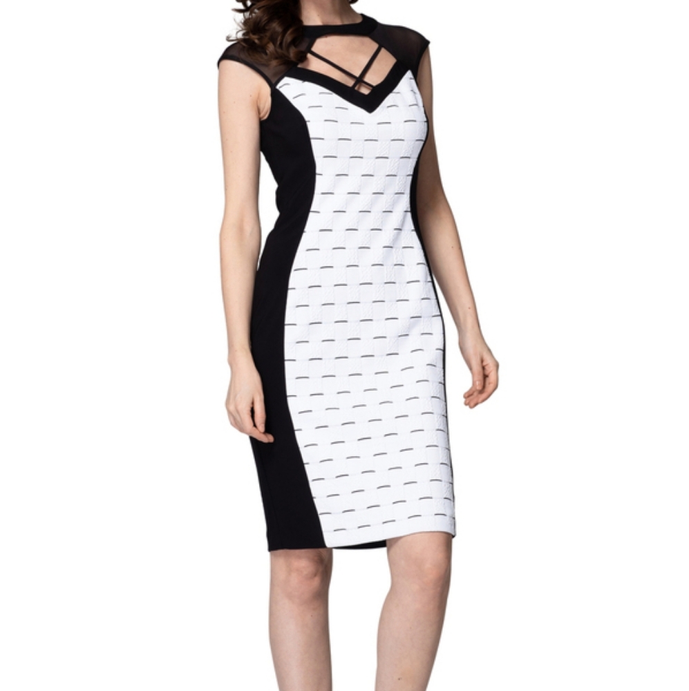 Authentic Joseph Ribkoff Black/White Bodycon Dress Brand New with Tags